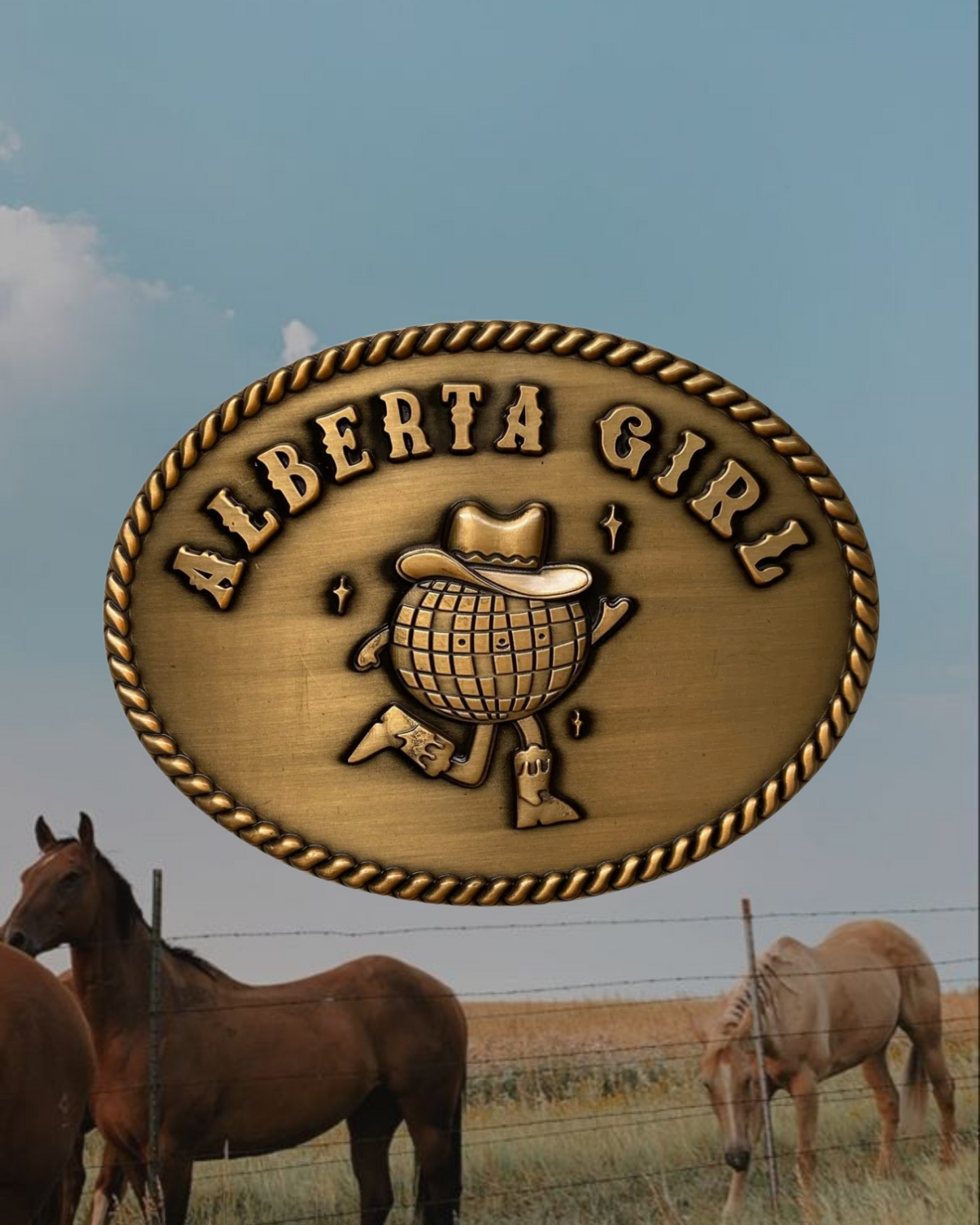 Alberta Girl Cowboy Belt Buckle Gold