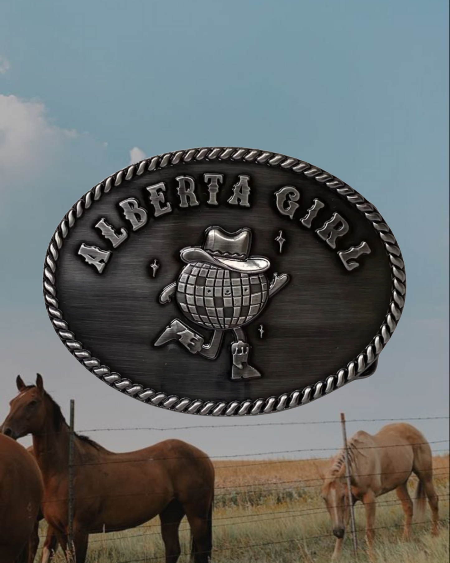 Alberta Girl Cowboy Belt Buckle Silver
