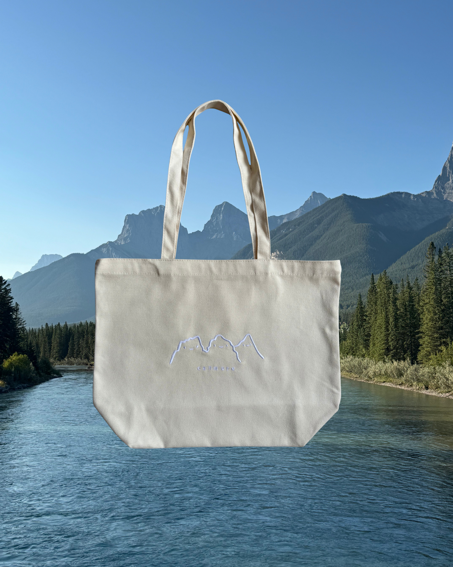 Three Sisters Tote Bag with White embroidery